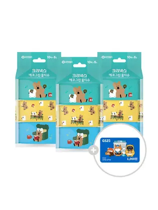 크리넥스 에코그린 쁘띠물티슈 다이노탱 10매X6입X3팩 (6,930원/무료)