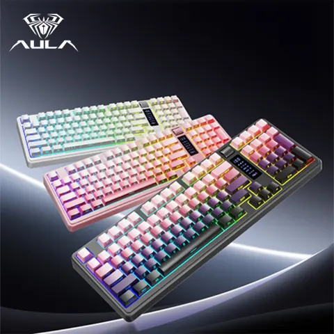 AULA K98 독거미 저소음 게이밍 키보드 3모드 LED 디스플레이 노브 5000mAh(24,630원/무료)