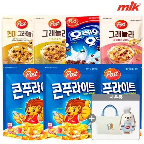 포스트 콘푸라이트 600g x 3개+크리치오에코백or키링파우치 (9,940원/무료)