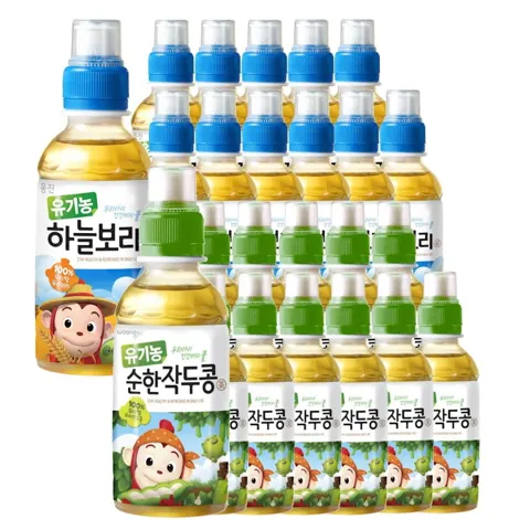 웅진식품 유기농 어린이 차음료 2종 혼합 200ml 24페트 (하늘보리/작두콩차) (12,570원/무료)